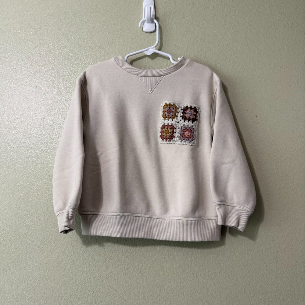 Little Co. by Lauren Conrad Boho Granny Square Crochet Pocket Sweatshirt Girls 4